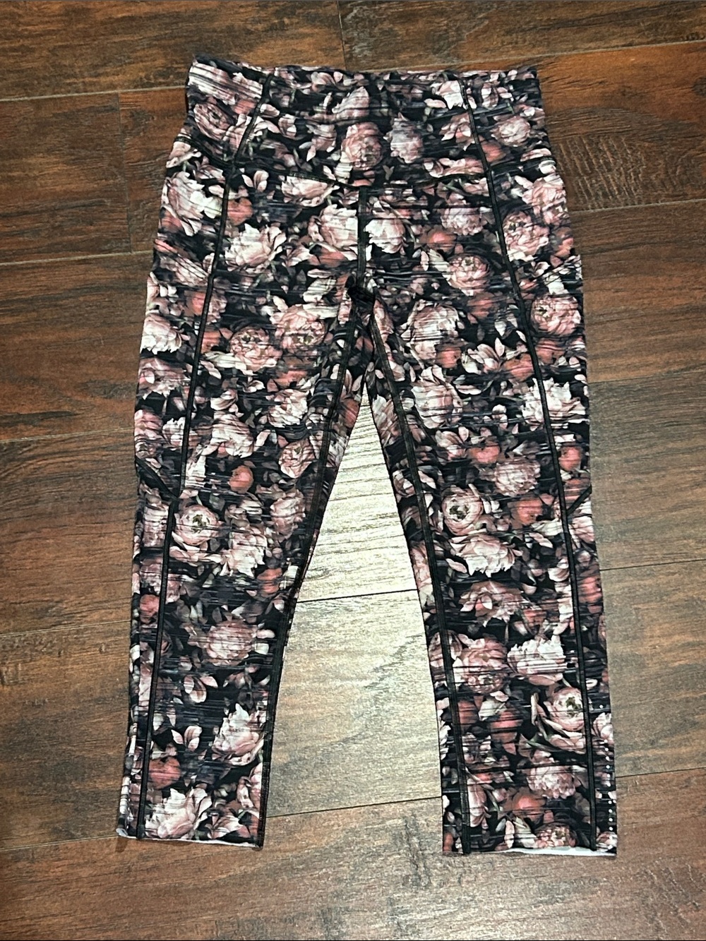 lululemon athletica Black with Blush Floral Print Leggings